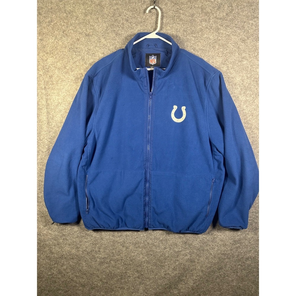 NFL Indianapolis Colts Fleece Jacket Mens XL Blue Full Zip‎ Horseshoe Logo Fan